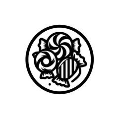 Sweet Treat Illustration: Black and White Candy Icon