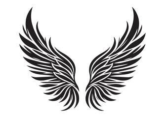 Obraz premium vector silhouette angel wings logo silhouette, black angel wings logo icon design vector, flying eagle bird wing vector silhouette, wings logo icons vector silhouette design on white background.