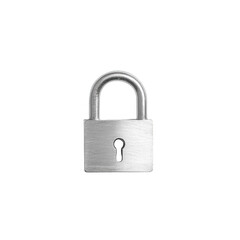 Fototapeta premium A metal padlock with a shiny finish, symbolizing security and protection. The padlock is designed to withstand adverse conditions, ideal for safeguarding belongings and properties.