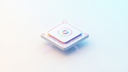 TinyML. Minimalistic white futuristic turntable with neon lighting playing music, perfect for technology, entertainment websites, digital art projects, modern backgrounds and creative presentations p