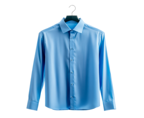 Blue shirt on a hanger on a transparent background