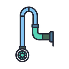 Pipe Drain Vacuum Cleaner Icon Representing Plumbing Maintenance or Clog Removal