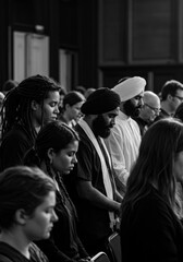 Fototapeta premium Diverse People in Prayerful Contemplation