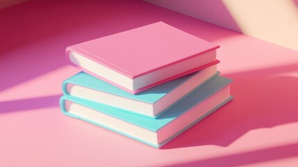 Fototapeta premium Stack of pastel pink and teal books