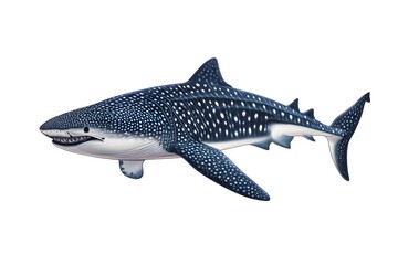 Fototapeta premium Detailed illustration of a majestic whale shark swimming on a pure white background