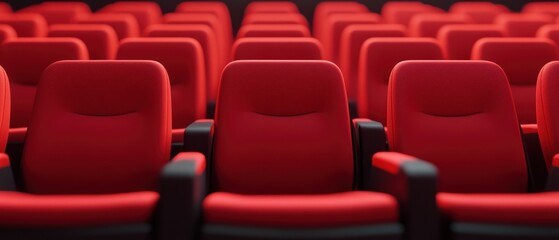 Fototapeta premium Empty red cinema seats in auditorium