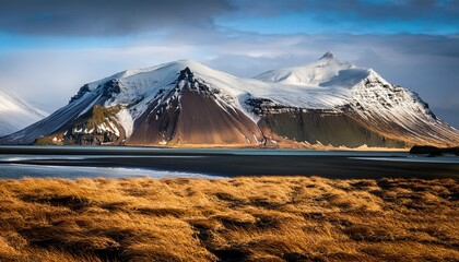 icelandic mountains snow topped