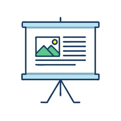 Projector Screen with Presentation Slide Icon Representing Business or Educational Display