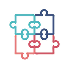 Obraz premium Puzzle Pieces Connecting Together Icon Representing Collaboration or Problem Solving