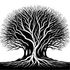 Black Tree Branch Silhouettes Bare Branch Vector Illustrations