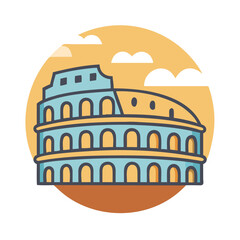 Roman Coliseum Icon Representing Historic Landmark and Cultural Heritage