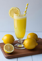 Fototapeta premium glass of lemonade with lemon