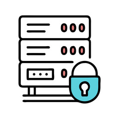 Obraz premium Server Rack with Lock Icon Representing Data Security and Protected Storage