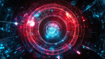Obraz premium Abstract digital tunnel with concentric circles