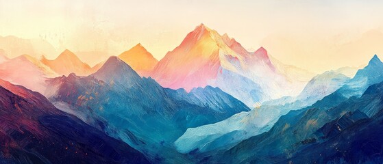 A mountain range with a blue sky in the background