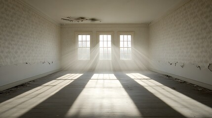 Sunbeams in Abandoned Room.