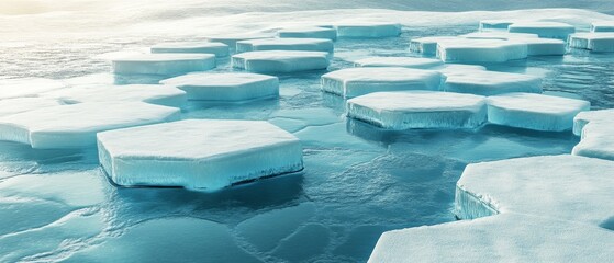 A large body of water with a lot of ice floating on top