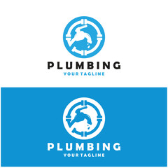 Obraz premium plumbing logo for water tap pipes for buildings, building stores, repair services, contractors, businesses, companies