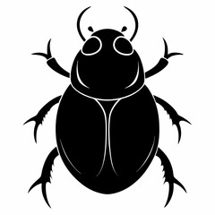Black Silhouette Dung Beetle Vector Art