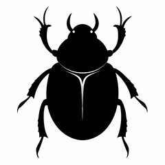 Black Silhouette Dung Beetle Vector Art