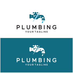 plumbing logo for water tap pipes for buildings, building stores, repair services, contractors, businesses, companies