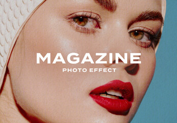 Magazine Retro Halftone Photo Effect Paper Texture Template Mockup Overlay Style