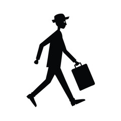 Silhouette of Man Walking with Suitcase