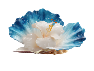 Beautiful blue hibiscus flower with delicate details for decor