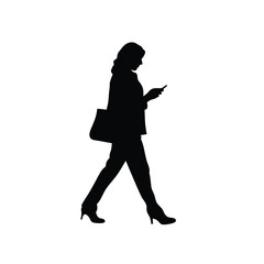 Woman Walking Silhouette Smartphone