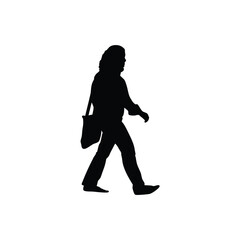 Silhouette of Person Walking with Bag