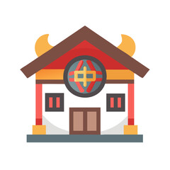 Traditional Korean House Icon Representing Korean Architecture and Cultural Heritage