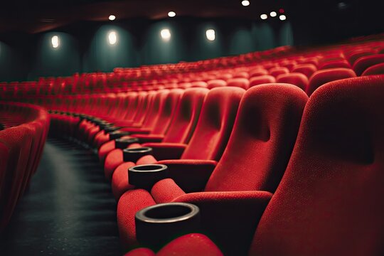 Empty Theater Seats Await the Audience for an Unforgettable Cinematic Experience