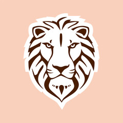 lion sticker logo,lion head plain color background,vector,illustration