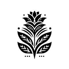 Bold Floral Motif in Black and White: Decorative Pattern