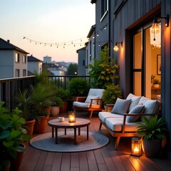 Fototapeta premium outdoor patio with chairs and tables