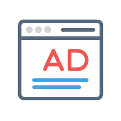 Web Browser with Ad Icon Representing Online Advertising and Digital Promotions