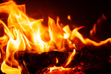 fire on the black background