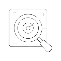 minimalist target icon with a stylized pointer on a grid  