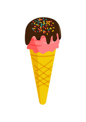 コーンに入ったデコレーションアイスクリーム　ベクターイラストセット