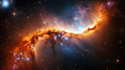 Fiery Nebula: Cosmic Dust and Stars in Deep Space space fiery stars cosmic nebula galaxy cosmos blue