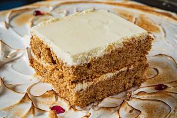 carrot cake with cream cheese and nuts