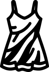 A line drawing of a short dress with straps and a zebra pattern on a white background in a simple style