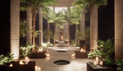 Fototapeta premium Tranquil colonnaded garden path