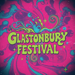 Glastonbury Festival Retro Design Poster