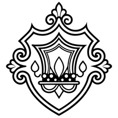 Luxury Damask Emblem in Symmetrical Crown-Like Design