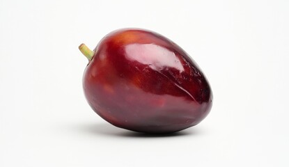 Obraz premium Single, dark-red plum, glossy skin, oval shape, studio shot