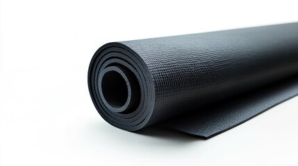 Rolled up dark gray exercise mat
