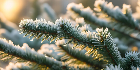 snow covered pine needles
