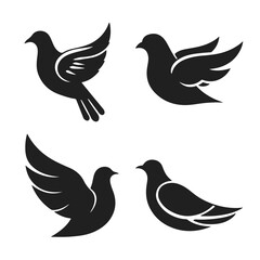 Dove Logo Collection. World Bird Silhouette Icons, dove logo, peace bird, flying dove, bird silhouette, charity symbol