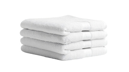 Crisp White Towels Stack Folded on Isolated Background